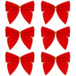 6 db-os karácsonyfa díszkészlet, masni, 8cm, piros