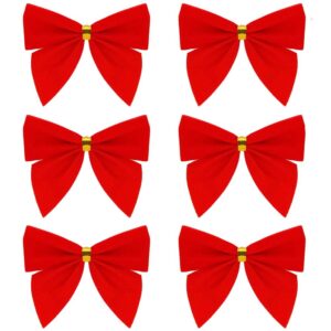 6 db-os karácsonyfa díszkészlet, masni, 8cm, piros