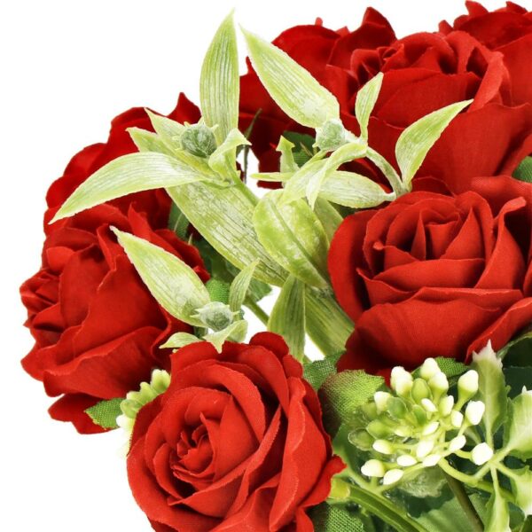 Buchet de flori artificiale din poliester, 10 fire trandafiri, 30cm, rosu - Image 7