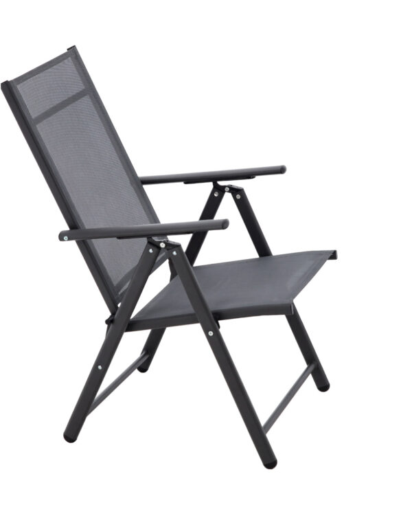 Scaun metalic de gradina, pliant, cu spatar reglabil, din aluminiu, 65x55x104cm, gri - Image 8