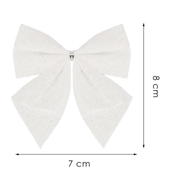 6 db-os karácsonyfa díszkészlet, masni, 8 cm, fehér - Image 7