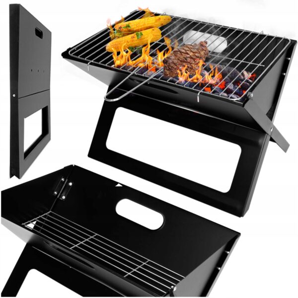 Összecsukható asztali grill, acél krómozott tálcával, 46x31x29cm, fekete - Image 8