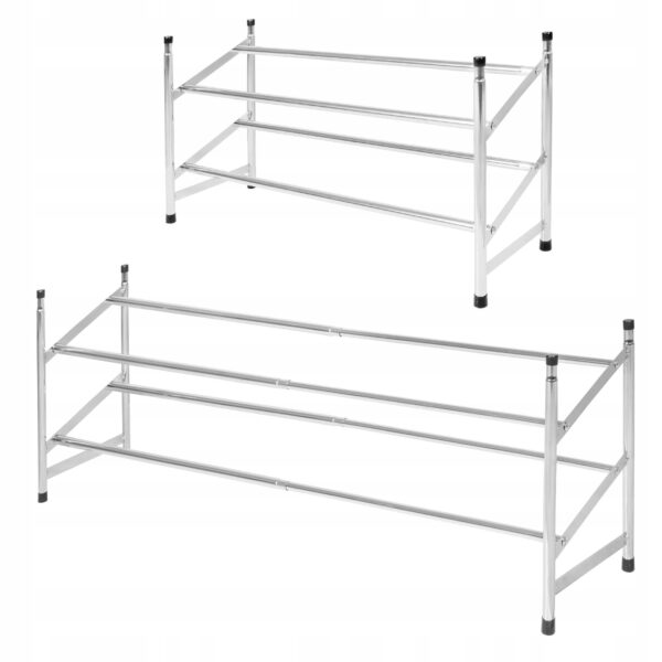 Kihúzható cipős szekrény 2 polccal, 62-115cm, króm - Image 7