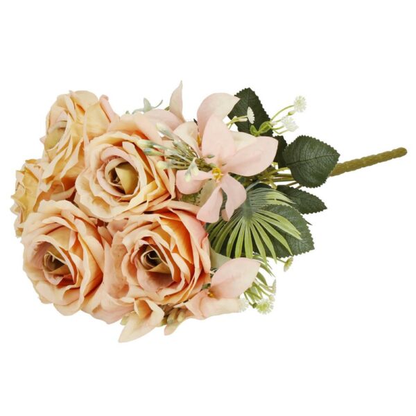 Mű poliészter virágcsokor, 9 rózsa, 40 cm, rózsaszín - Image 7