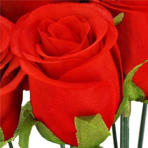 Buchet de flori artificiale din poliester, 12 fire trandafiri, 38cm, rosu - Image 9