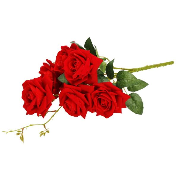 Mű poliészter virágcsokor, 6 rózsa, 55cm, piros - Image 8