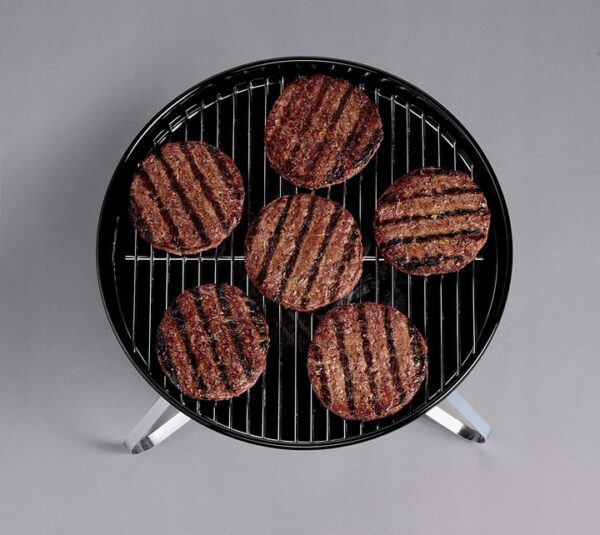Kerek grillrács, acélból, króm tartóval, rozsdamentes acél tálca, 43x37cm, fekete - Image 8