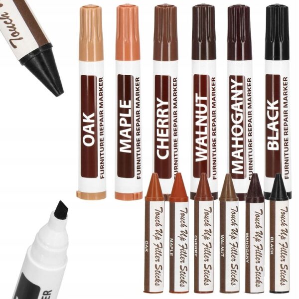 Set 12 markere si creioane de ceara pentru reparatii mobila, multicolor - Image 10