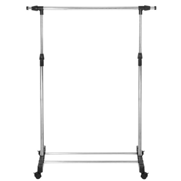 Ruhafogas kerekeken, állítható magasságú és szélességű, krómozott alumínium, 160x45x150cm, ezüst - Image 10