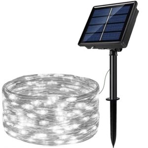 Fényfüzér napelemes töltéssel, 200 LED, 22 méter, 8 funkció, hideg fehér