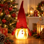 Karácsonyi figura, Manó, LED világítással, 33 cm