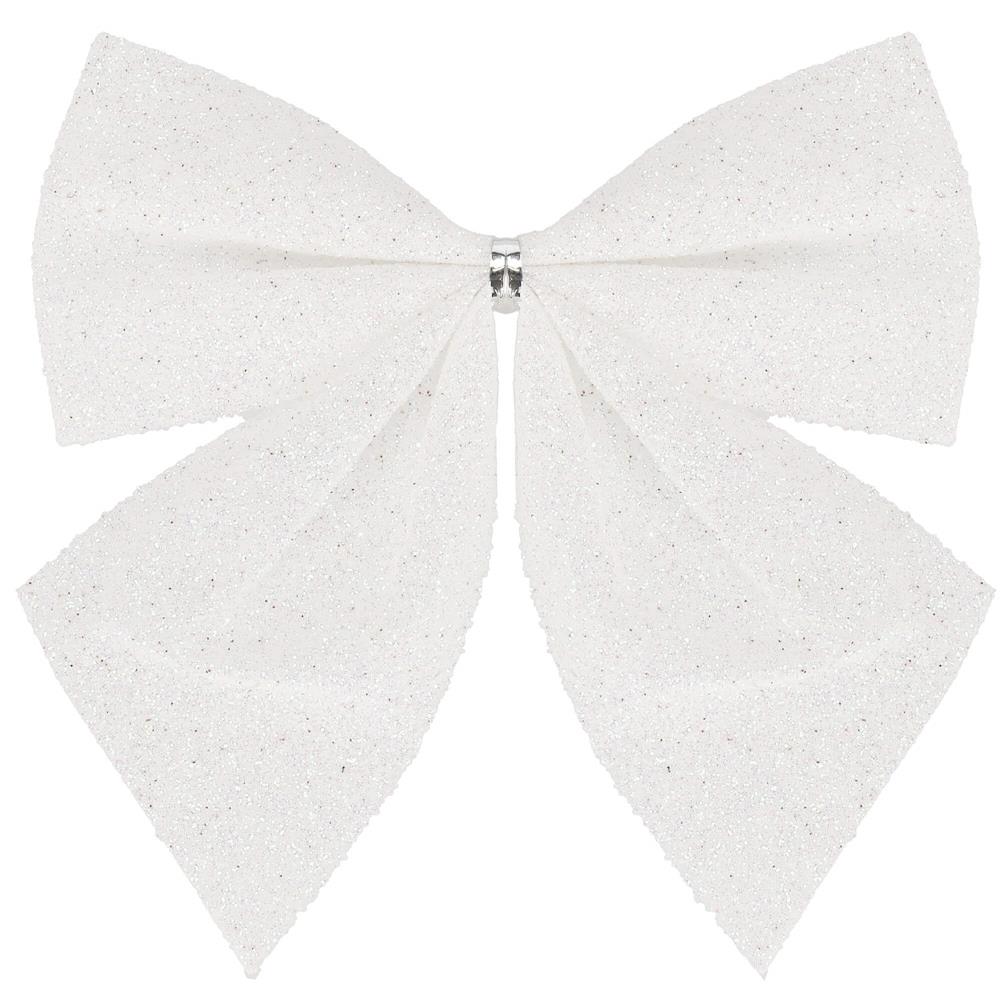 6 db-os karácsonyfa díszkészlet, masni, 8 cm, fehér - Image 6