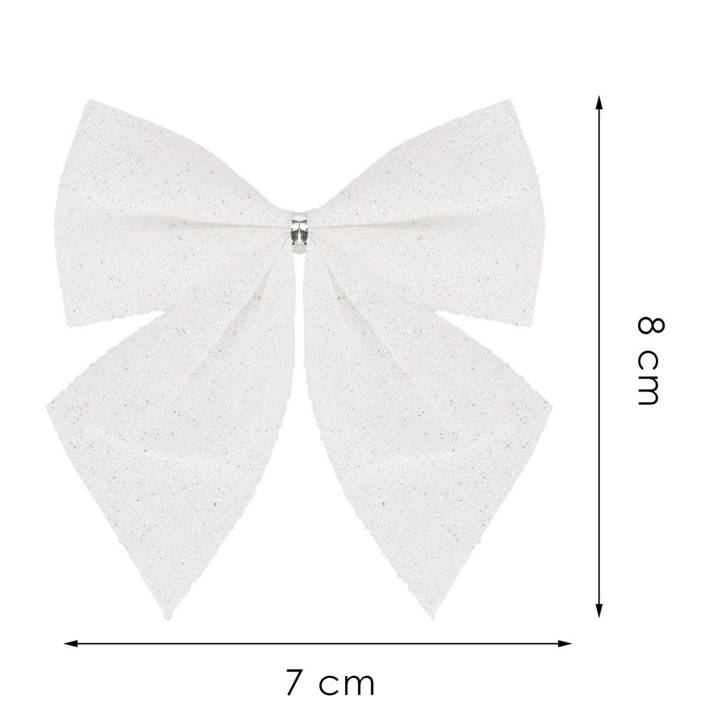 6 db-os karácsonyfa díszkészlet, masni, 8 cm, fehér - Image 8
