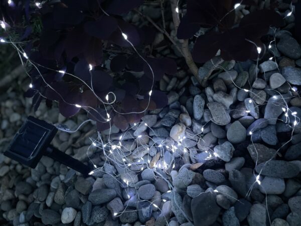 Lineáris fényfüzér, 100 LED, 990 cm, napelemes töltés, hideg fehér - Image 5