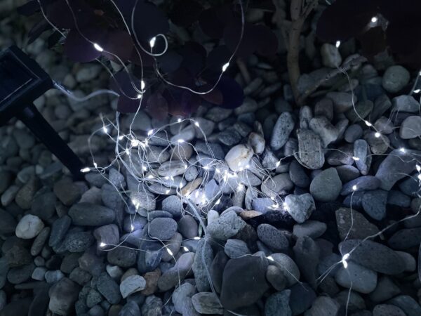 Lineáris fényfüzér, 100 LED, 990 cm, napelemes töltés, hideg fehér - Image 6