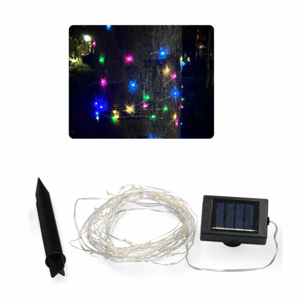 Lineáris fényfüzér, 100 LED, 990cm, napelemes töltet, többszínű - Image 3
