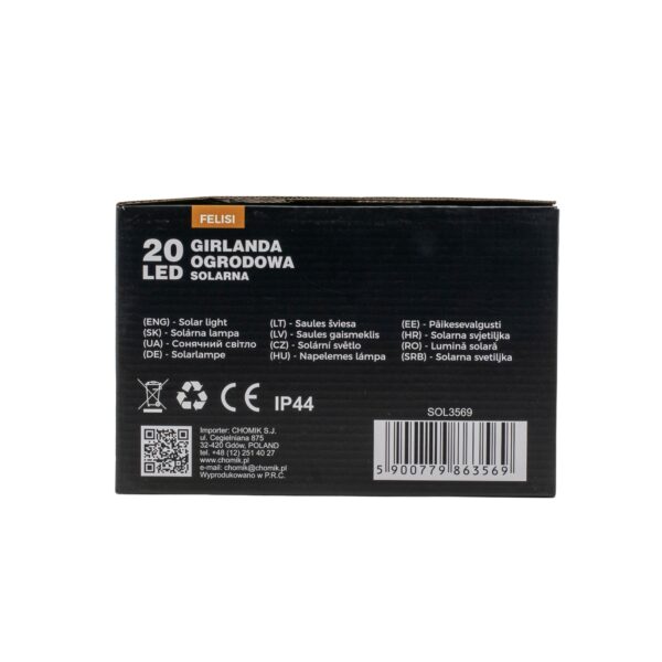 Ghirlanda luminoasa, LED, model Felisi, 20 becuri, 580cm, incarcare solara, lumina alb multicolor - Image 7
