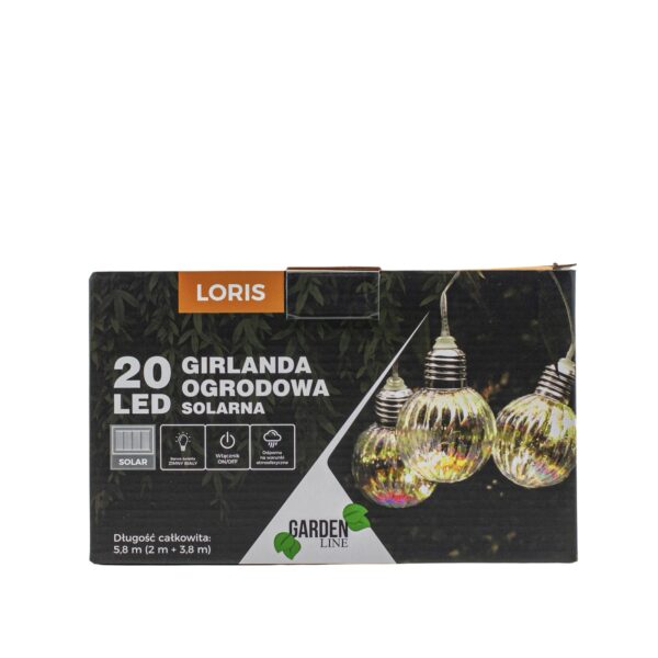 Fényfüzér, LED, Loris modell, 20 izzó, 580 cm, napelemes töltés, többszínű fehér fény - Image 4