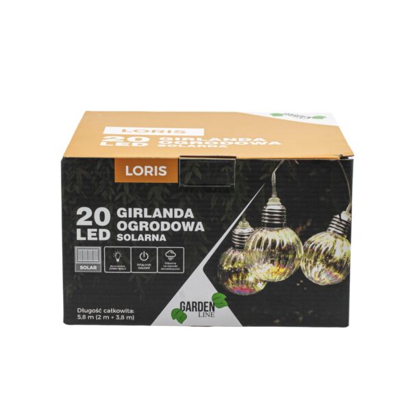 Fényfüzér, LED, Loris modell, 20 izzó, 580 cm, napelemes töltés, többszínű fehér fény - Image 6