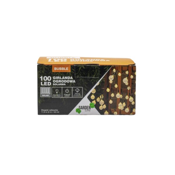 Fényfüzér, LED, 100 kis izzó, 10 m, napelemes töltés, meleg fehér fény - Image 13