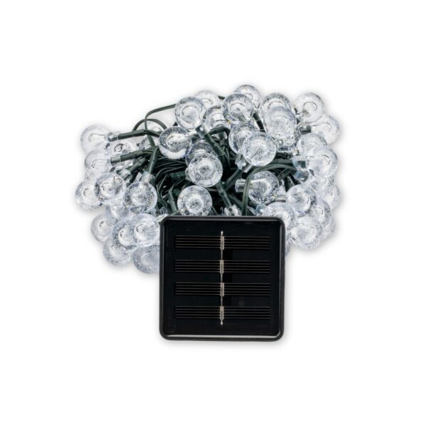 Fényfüzér, LED, 100 kis izzó, 10 m, napelemes töltés, meleg fehér fény - Image 15