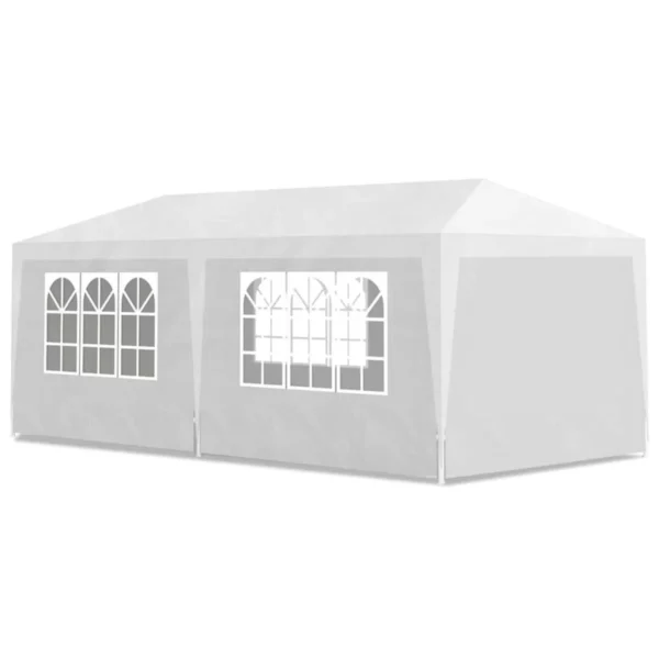 Cort pavilion 6x3m pentru gradina sau evenimente, cu 6 pereti laterali, alb