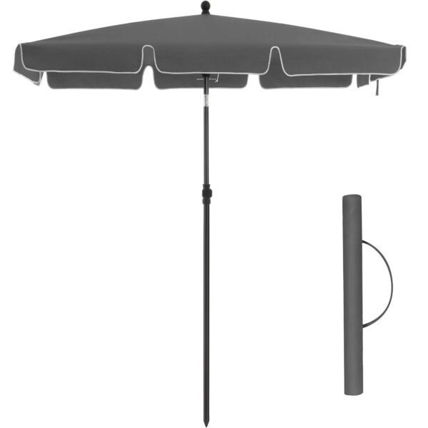 SONGMICS Umbrela terasa gradina sau plaja, cu inclinare, husa, 200x125cm, gri