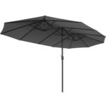 SONGMICS Kettős kerti napernyő, karos hajtókarral, 460 x 270 cm, szürke