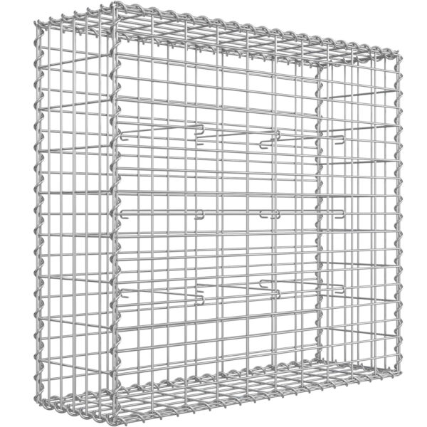 SONGMICS Cos de gabioane pentru pietre, otel galvanizat, 100x90x30cm, argintiu - Image 3