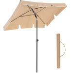 SONGMICS Terasz- vagy strandernyő dönthető kivitelben, huzattal, 200x125 cm, taupe