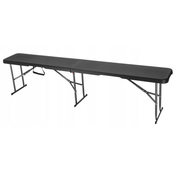 Set masa cu 2 banci pliabile tip valiza pentru gradina, camping, terase, 180x74x74cm, negru - Image 6