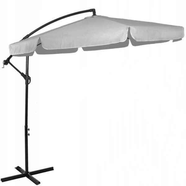 Kerti esernyő oldalkarral, huzattal, 300cm, világosszürke