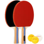 2 db pingpongütő készlet, 3 db labdával, 25x15 cm, fekete és piros