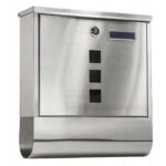 Kültéri postaláda, kerítéshez vagy falhoz, horganyzott acélból, zárral, 37x11x37cm, ezüstszürke