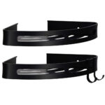 2db sarok fürdőszobapolc készlet 2 falra szerelhető rendszerrel, alumínium, 27x20x4cm, fekete