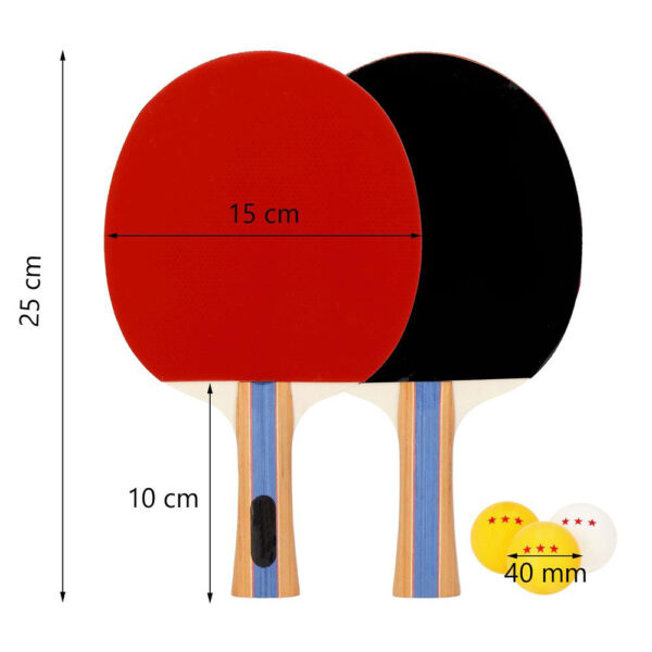 2 db pingpongütő készlet, 3 db labdával, 25x15 cm, fekete és piros - Image 10