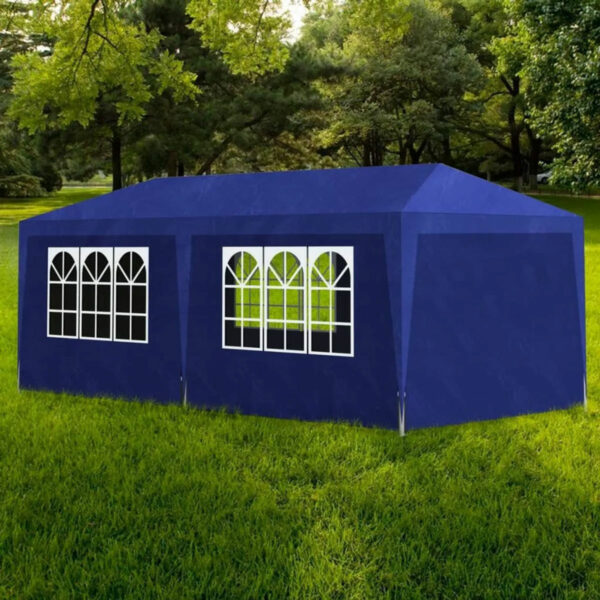 Cort pavilion 6x3m pentru gradina sau evenimente, cu 6 pereti laterali, albastru - Image 5