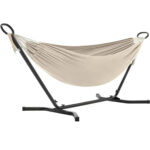 SONGMICS Fémvázas függőágy, 5 magassági fokozatban állítható, teherbírás 240 kg, 300x90x95 cm, bézs