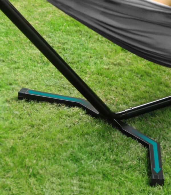 SONGMICS Hamac cu cadru metalic, reglabil la 5 inaltimi, maxim 240 kg, 300x90x95cm, gri - Image 3