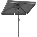 SONGMICS Umbrela terasa gradina, cu manivela si inclinare, 200x150cm, gri