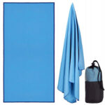 Strandtörölköző gyorsan száradó hordtáskával, 90x180cm, kék
