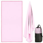 Strandtörölköző gyorsan száradó hordtáskával, 40x80cm, rózsaszín