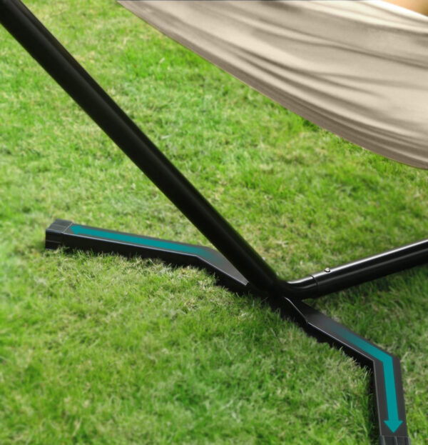 SONGMICS Hamac cu cadru metalic, reglabil la 5 inaltimi, maxim 240 kg, 300x90x95cm, bej - Image 3