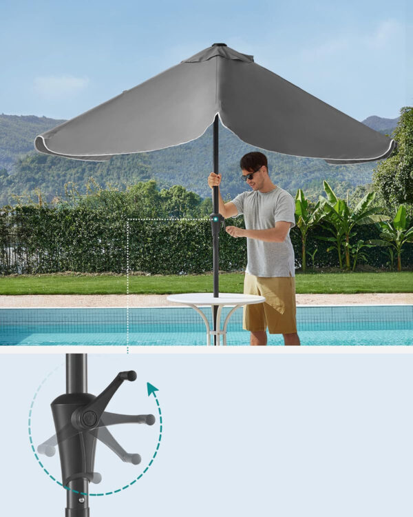 SONGMICS Umbrela terasa gradina, cu manivela si inclinare, 200x150cm, gri - Image 5