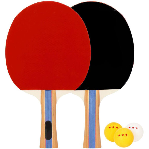 2 db pingpongütő készlet, 3 db labdával, 25x15 cm, fekete és piros - Image 6