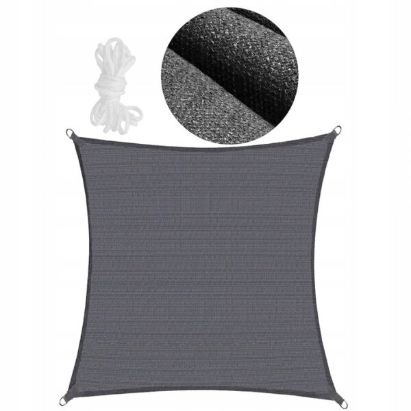 Copertina prelata de soare, patrata, impermeabila cu protectie UV, 4x4m, gri - Image 2
