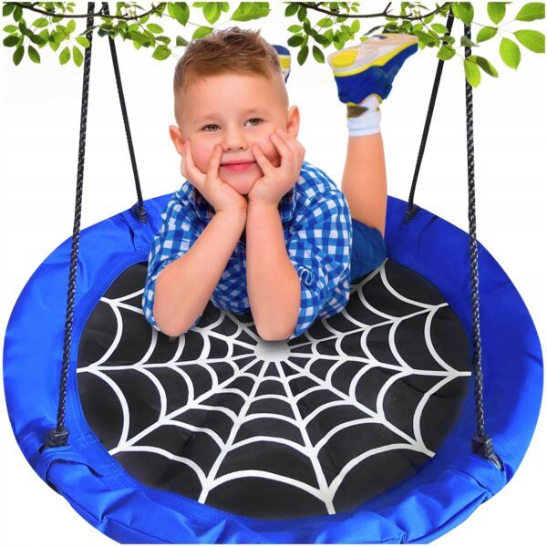 Leagan tip cuib Spider, 100cm, inaltime reglabila, 150 kg, Albastru Negru - Image 2