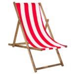 (DL) Sezlong pliabil din lemn de fag impregnat Sersimo DC2ALB+ROSU, 120kg, alb rosu