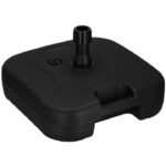 Suport umbrela patrat, din plastic, 22 litri, umplere cu apa sau nisip, negru