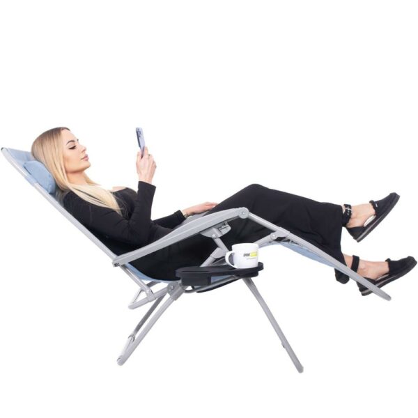 Strand vagy kerti összecsukható szék, Siesta, nulla gravitáció, fejtámlával, világoskék - Image 11